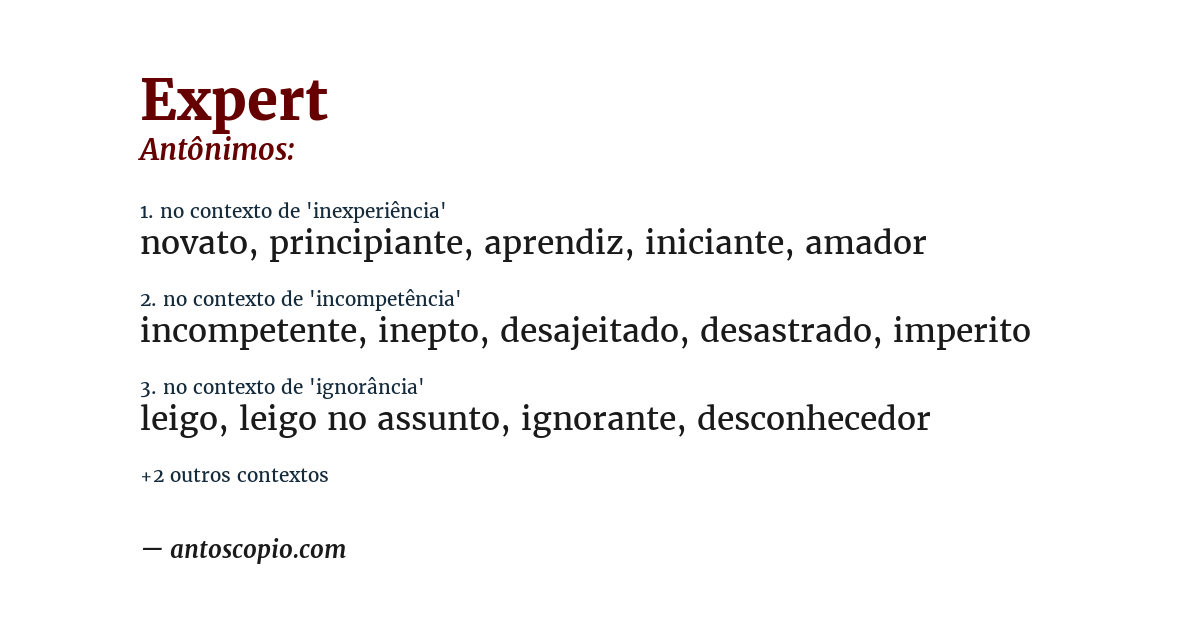 Antônimo de expert