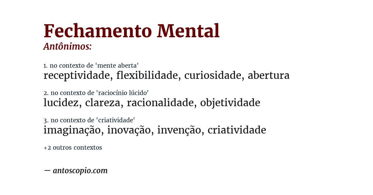 Antônimo de fechamento mental