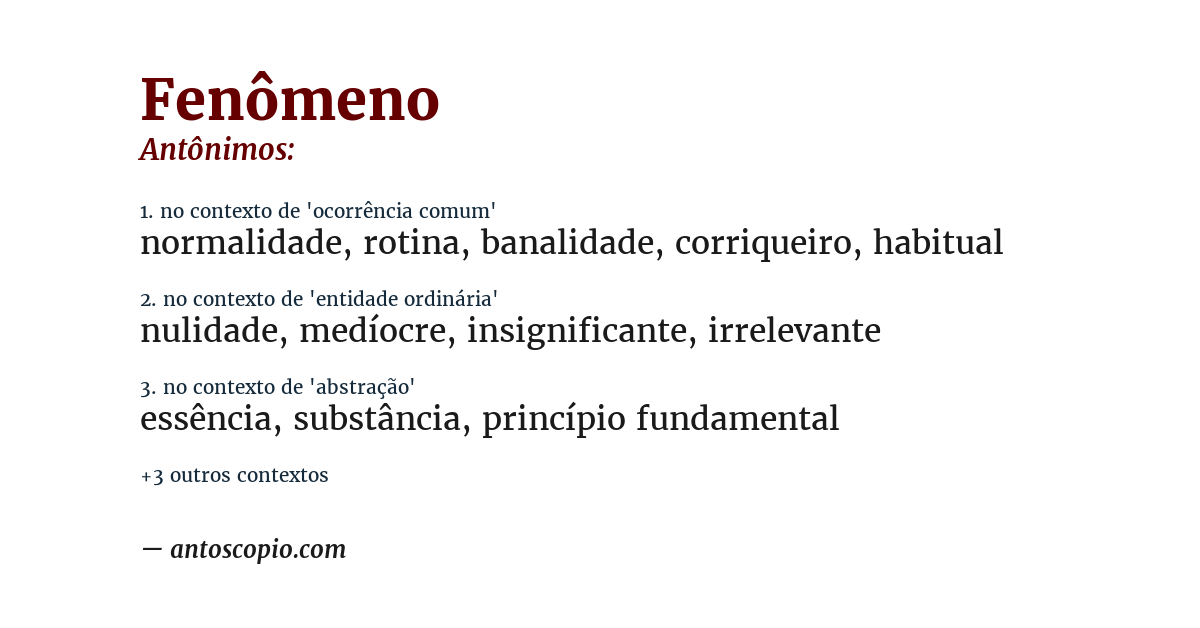 Antônimo de fenômeno
