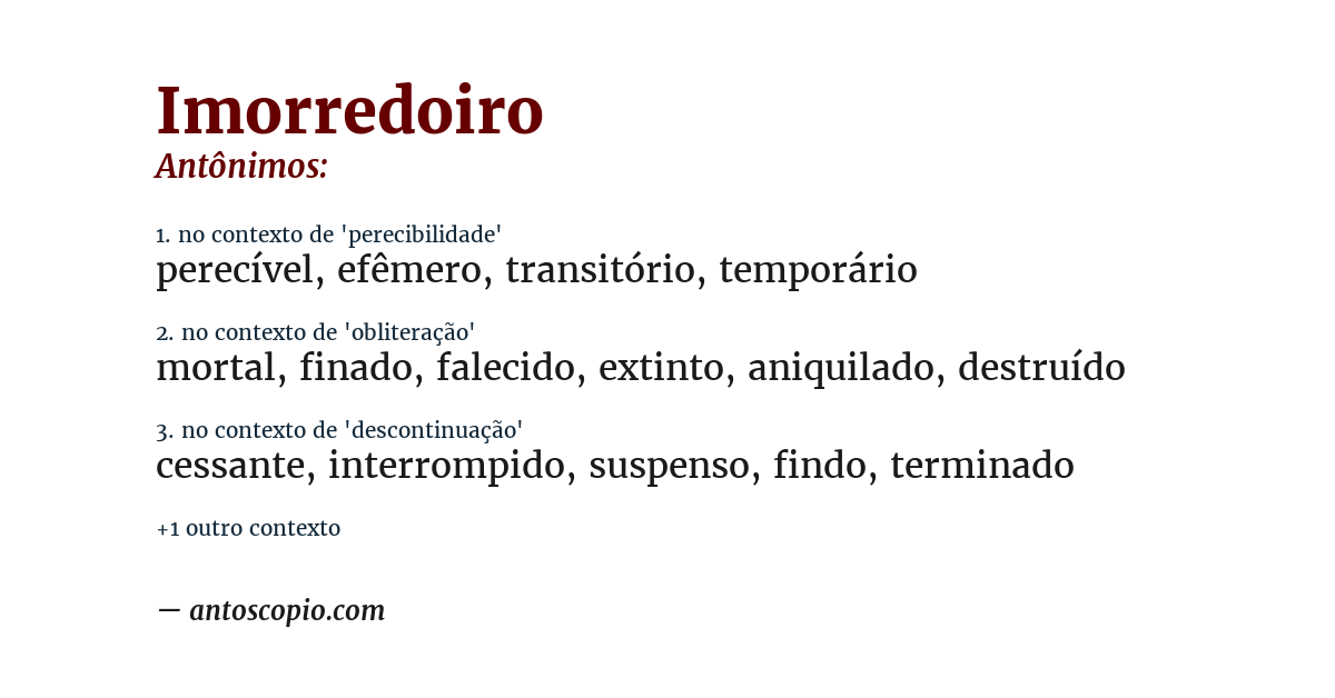 Antônimo de imorredoiro