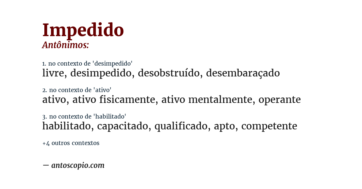 Antônimo de impedido