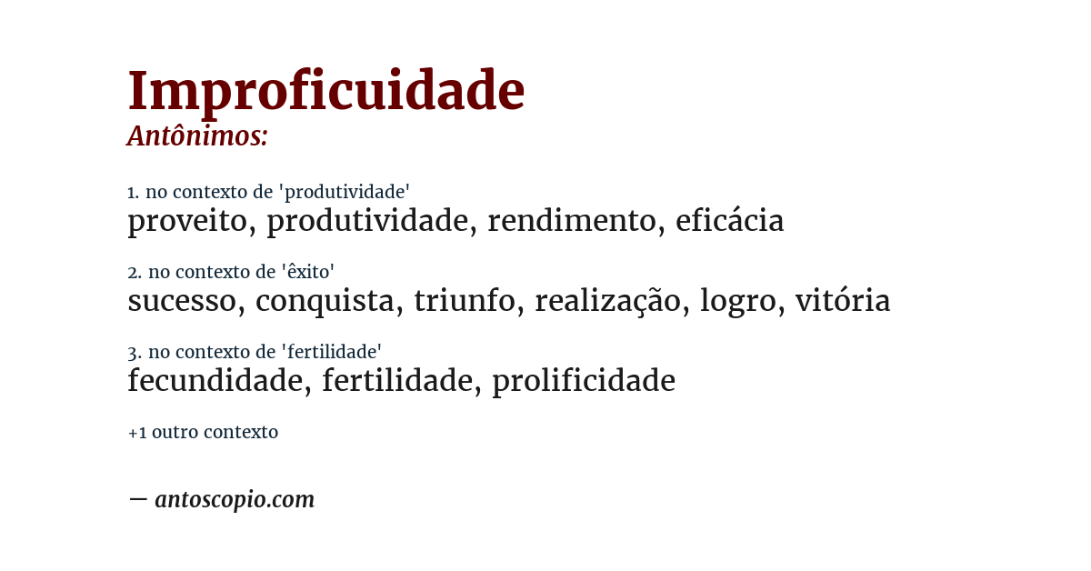 Antônimo de improficuidade