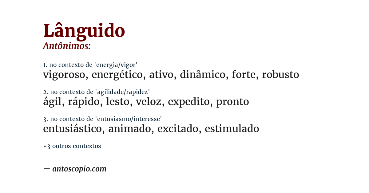 Antônimo de lânguido