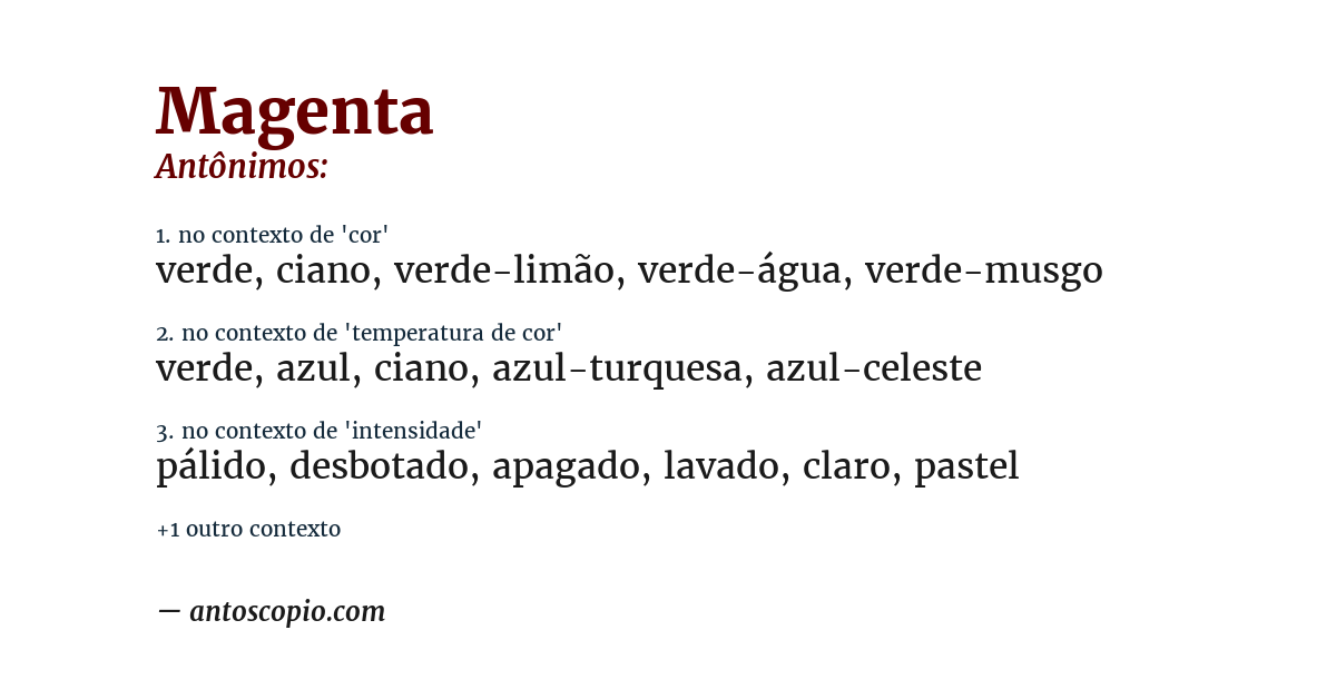 Antônimo de magenta