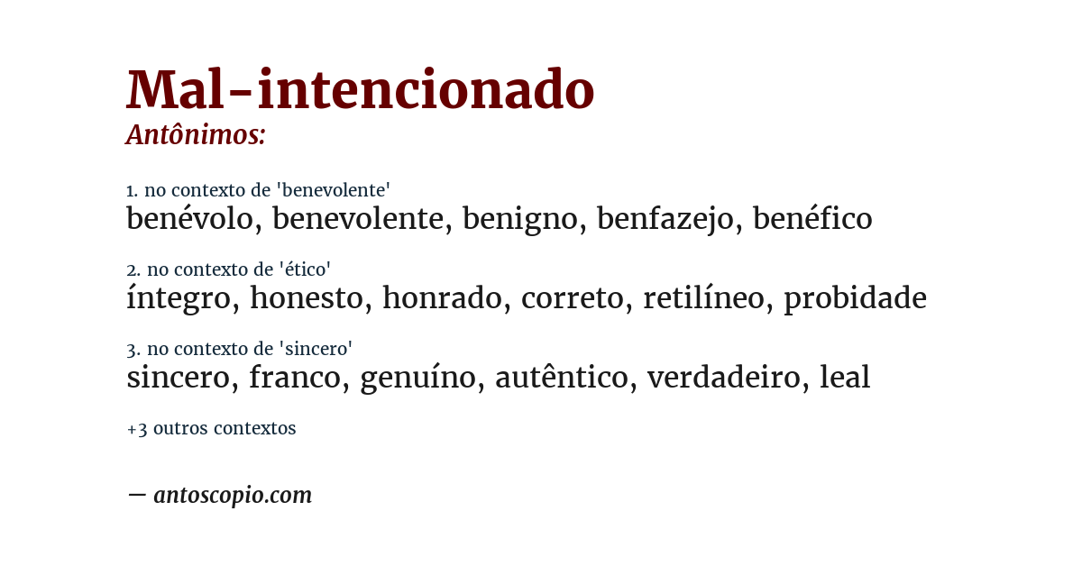 Antônimo de mal-intencionado