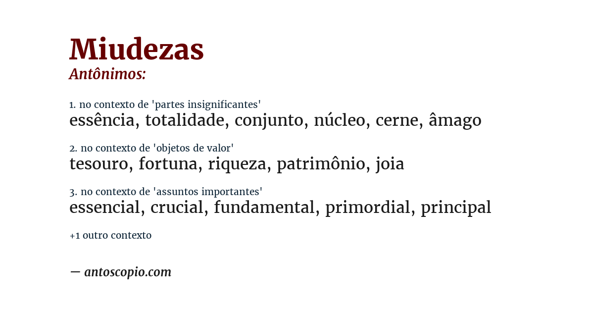 Antônimo de miudezas