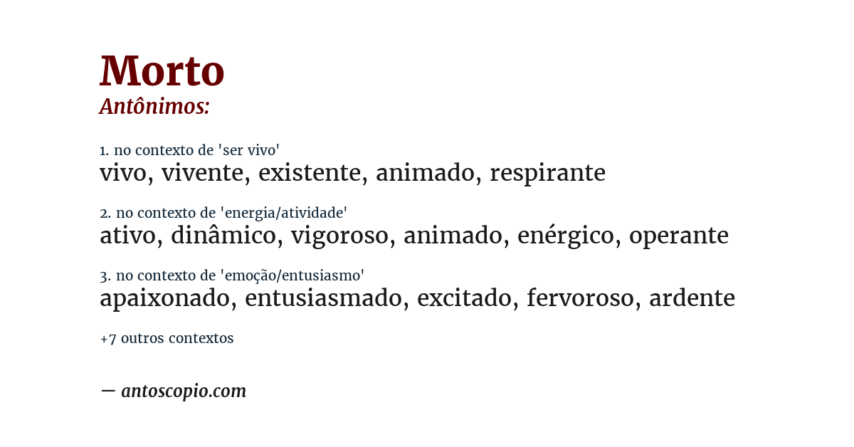 Antônimo de morto