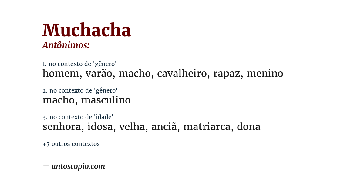 Antônimo de muchacha