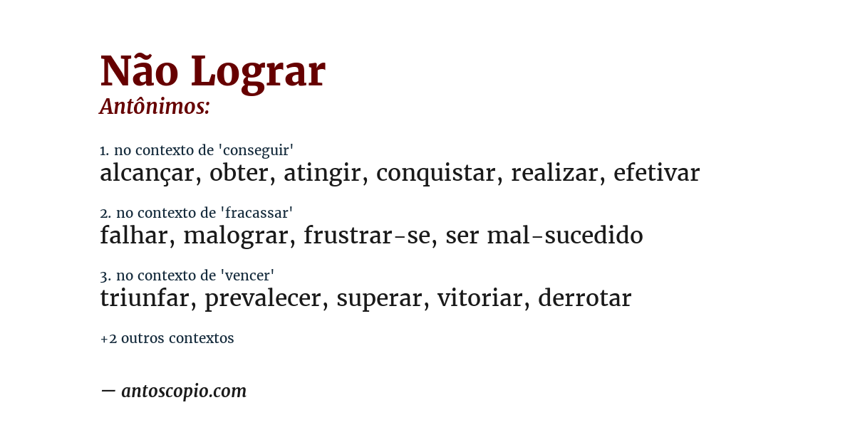 Antônimo de não lograr