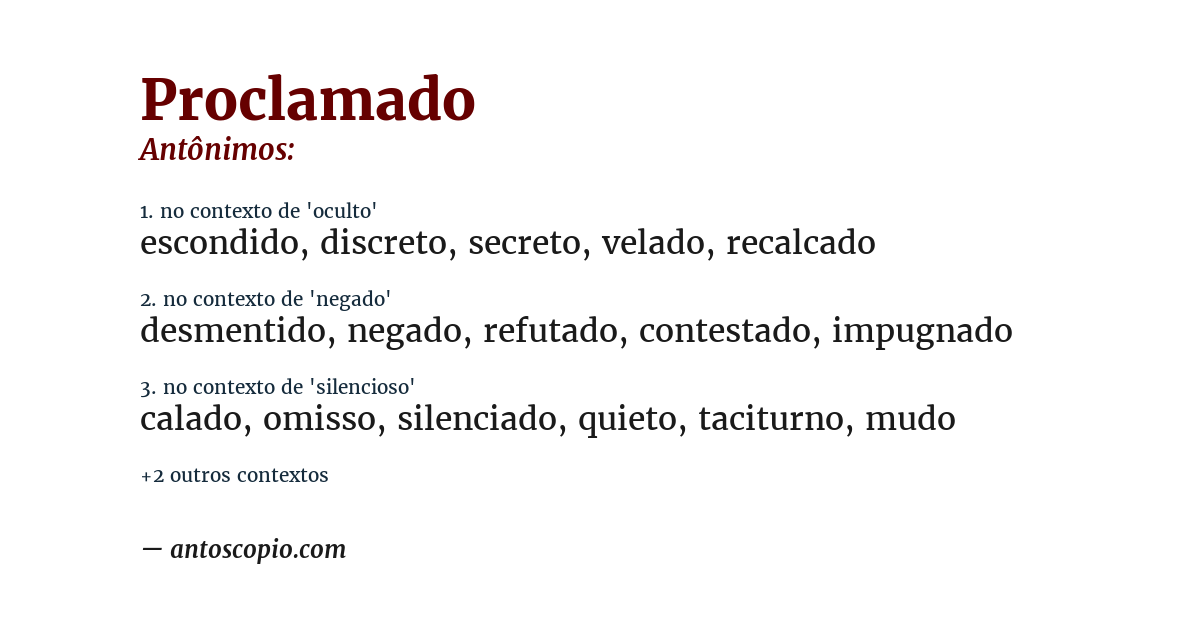 Antônimo de proclamado
