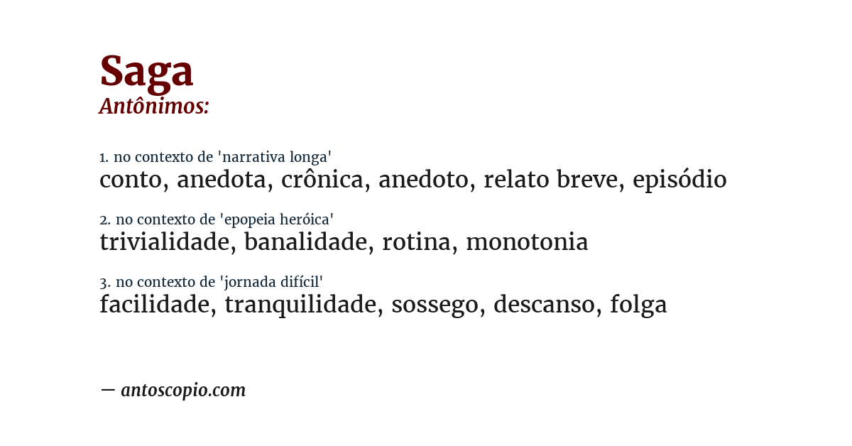 Antônimo de saga