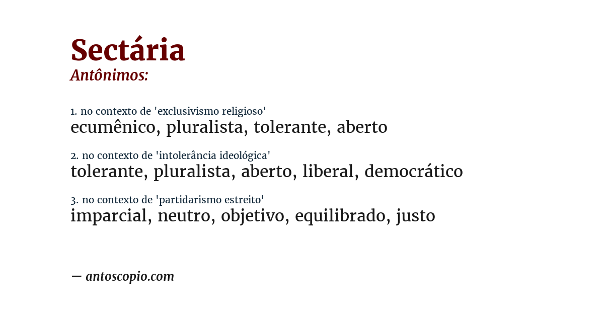 Antônimo de sectária