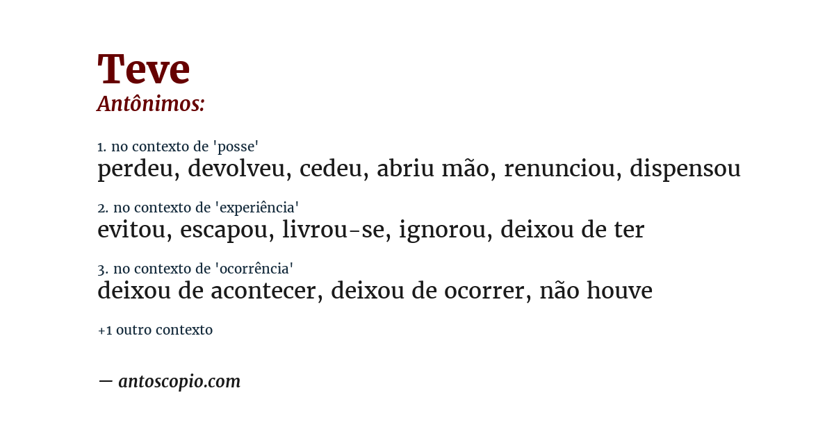 Antônimo de teve