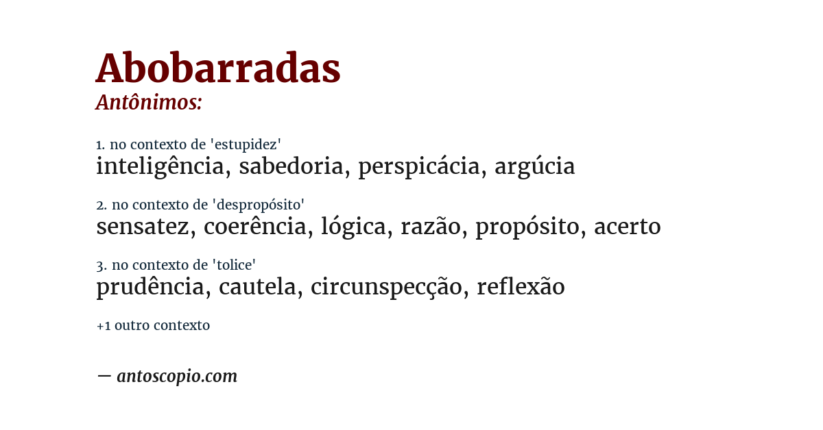 Antônimo de abobarradas