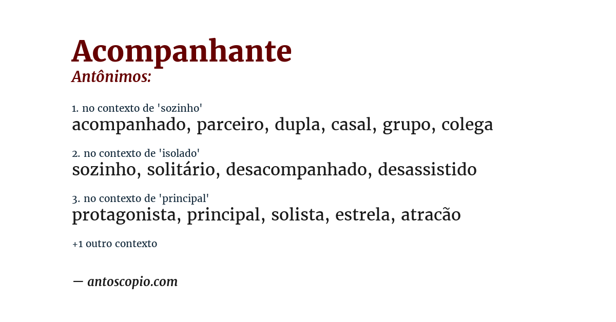 Antônimo de acompanhante