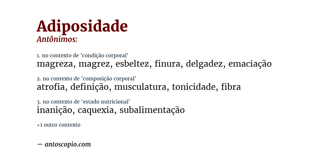 Antônimo de adiposidade
