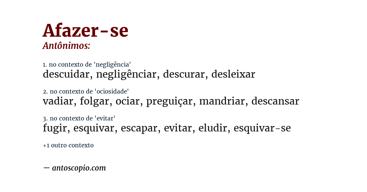 Antônimo de afazer-se