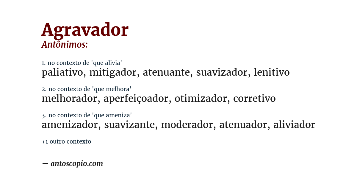 Antônimo de agravador