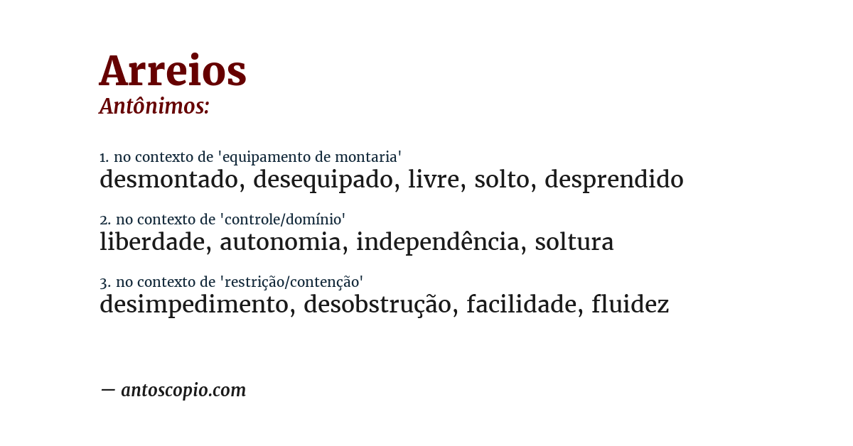 Antônimo de arreios