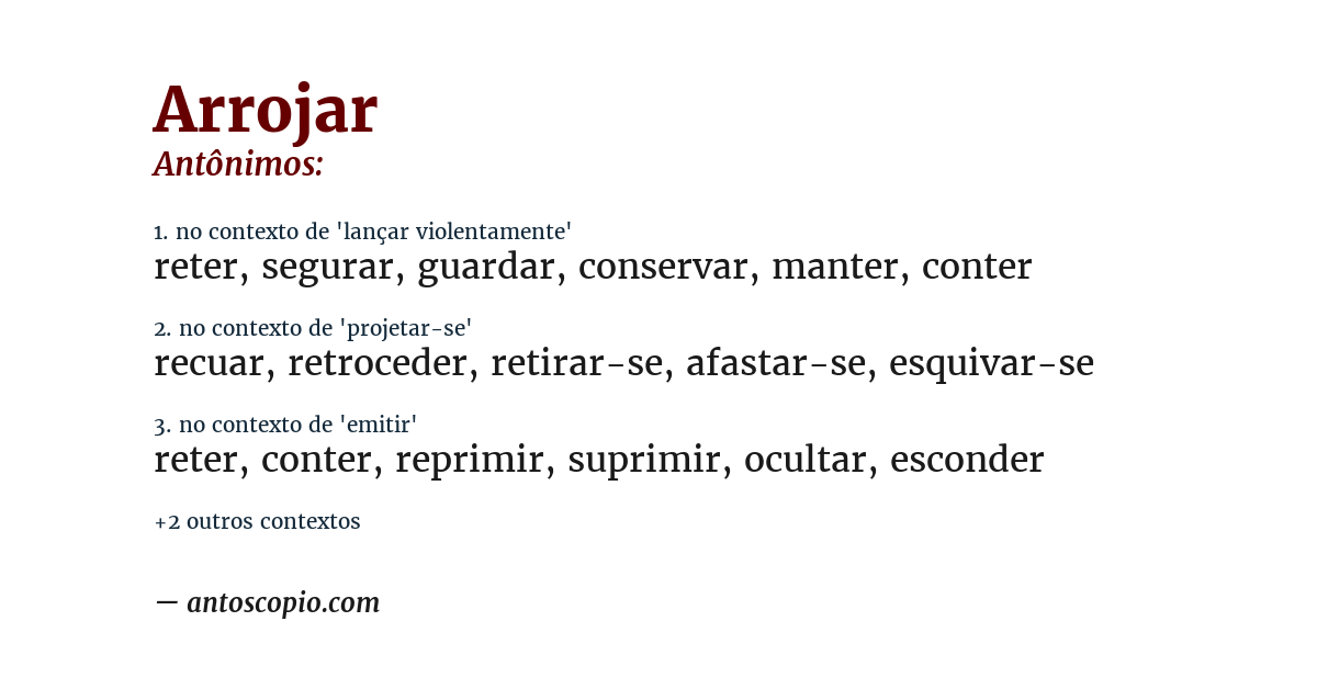 Antônimo de arrojar
