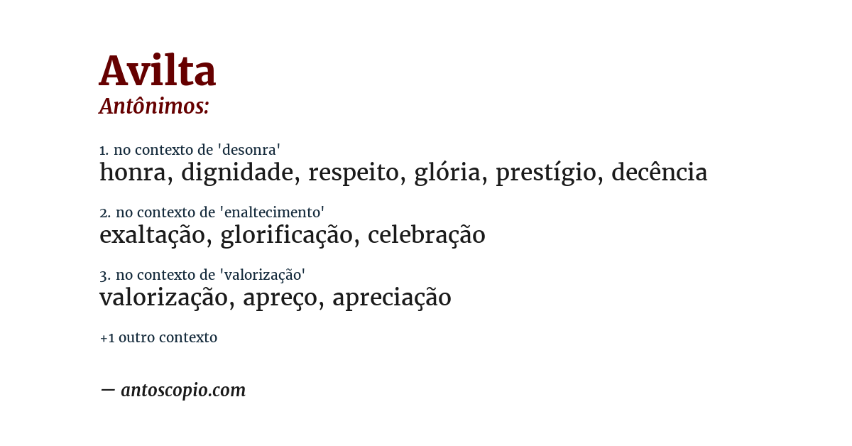 Antônimo de avilta