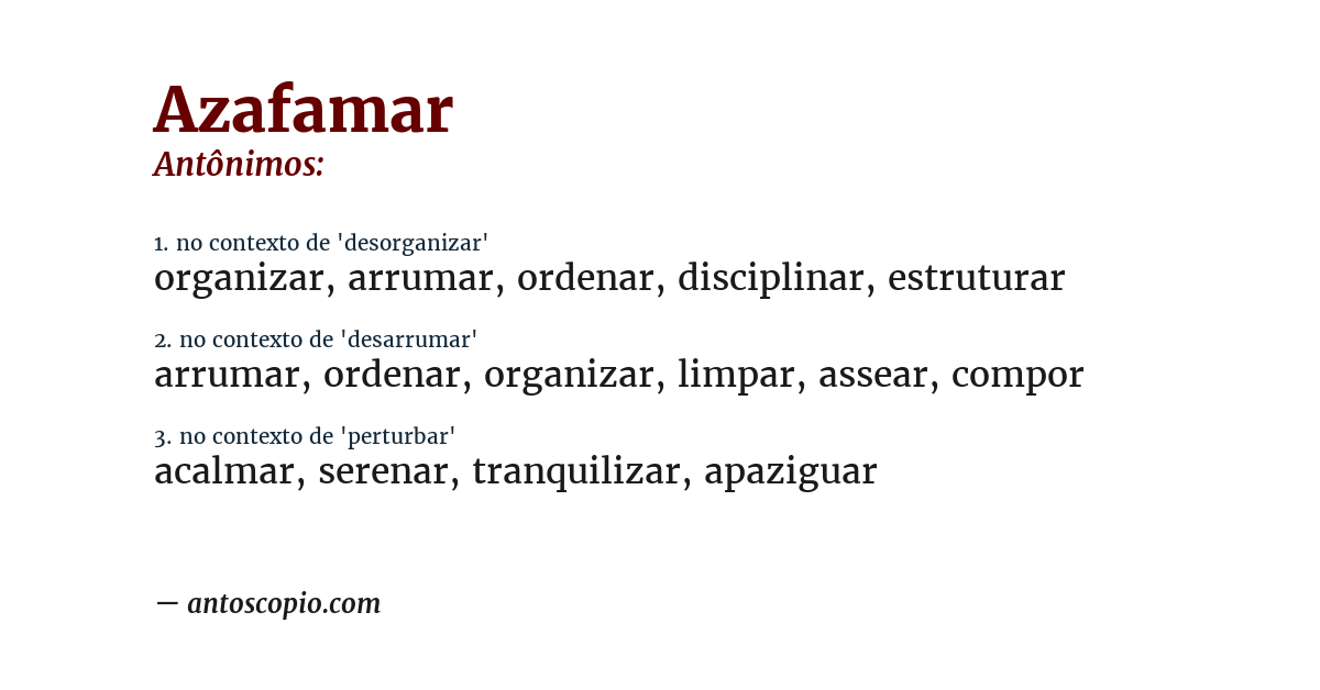 Antônimo de azafamar