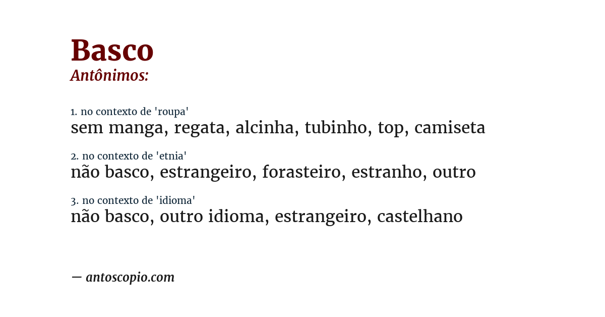 Antônimo de basco