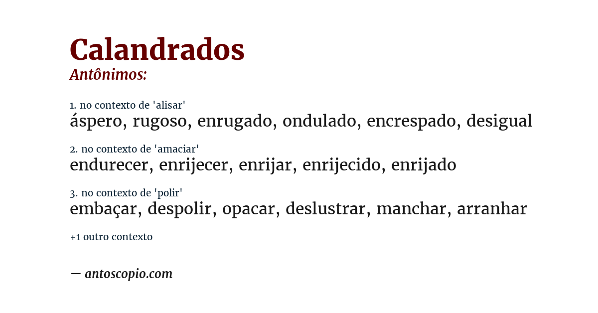 Antônimo de calandrados