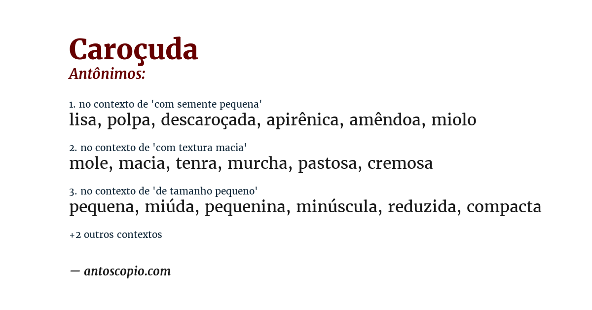 Antônimo de caroçuda