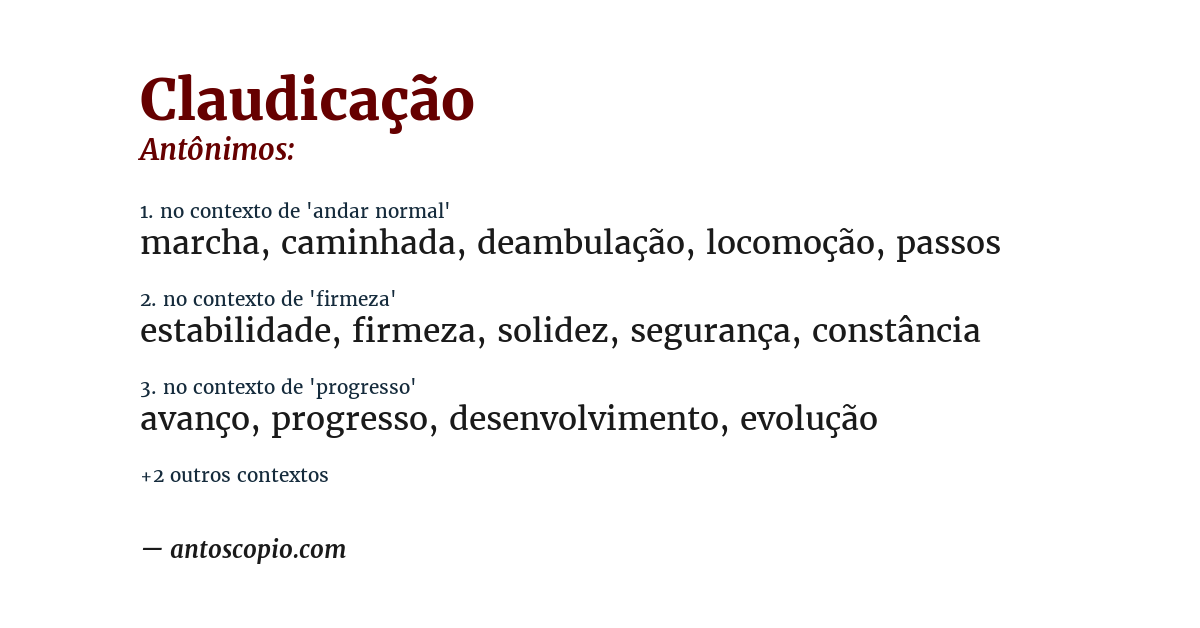 Antônimo de claudicação