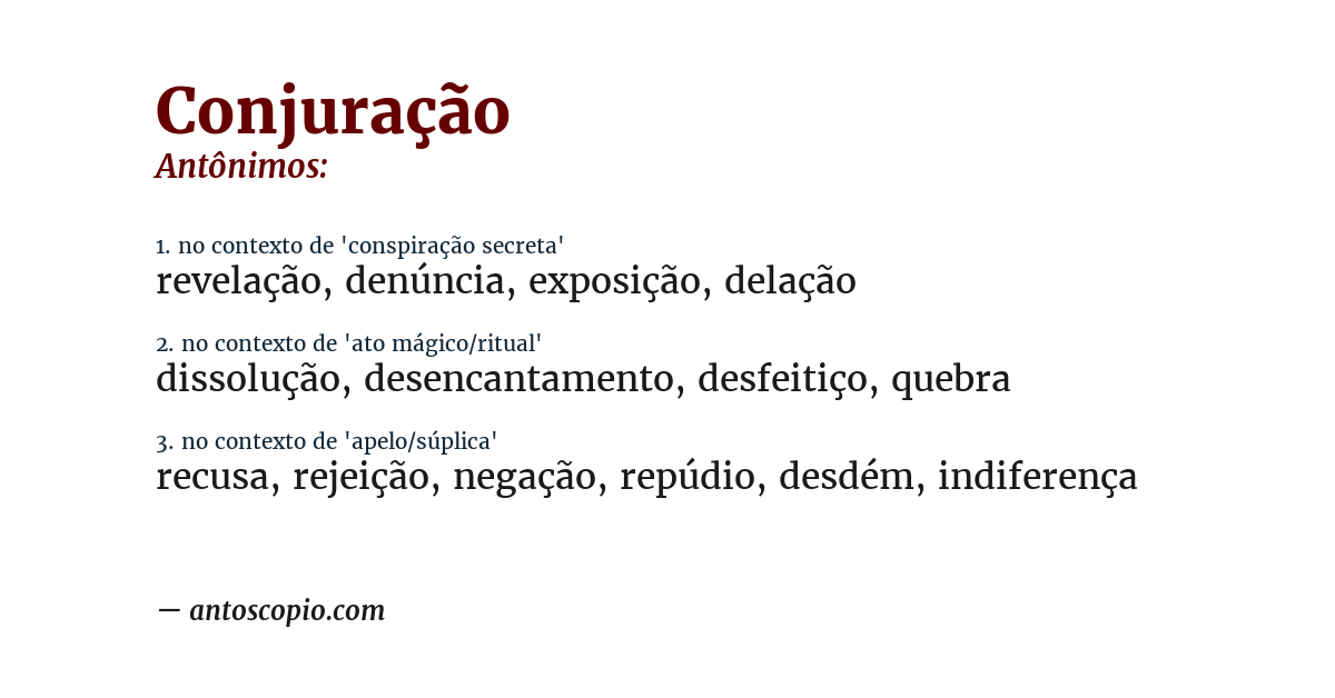 Antônimo de conjuração