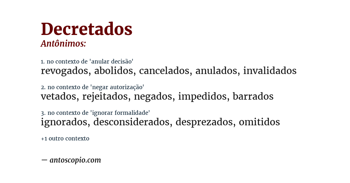 Antônimo de decretados