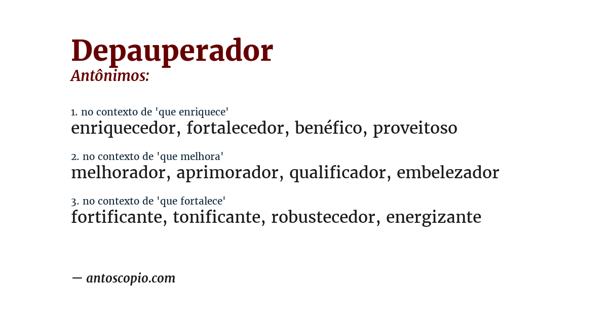 Antônimo de depauperador