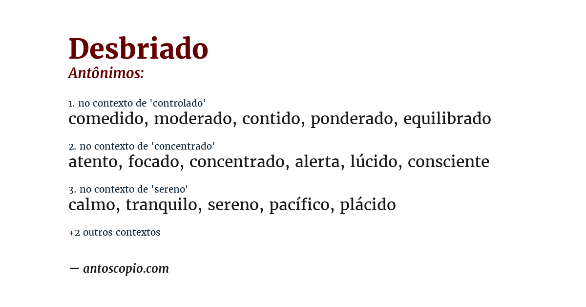 Antônimo de desbriado