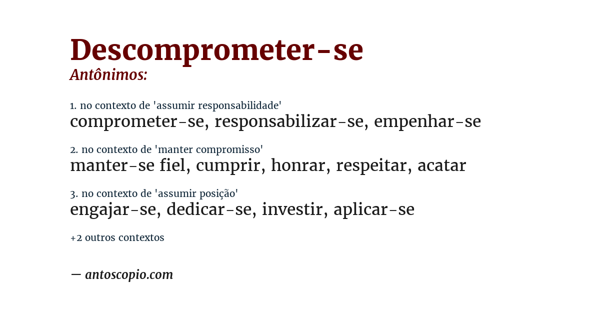 Antônimo de descomprometer-se