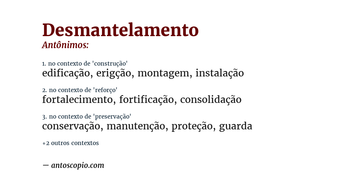 Antônimo de desmantelamento