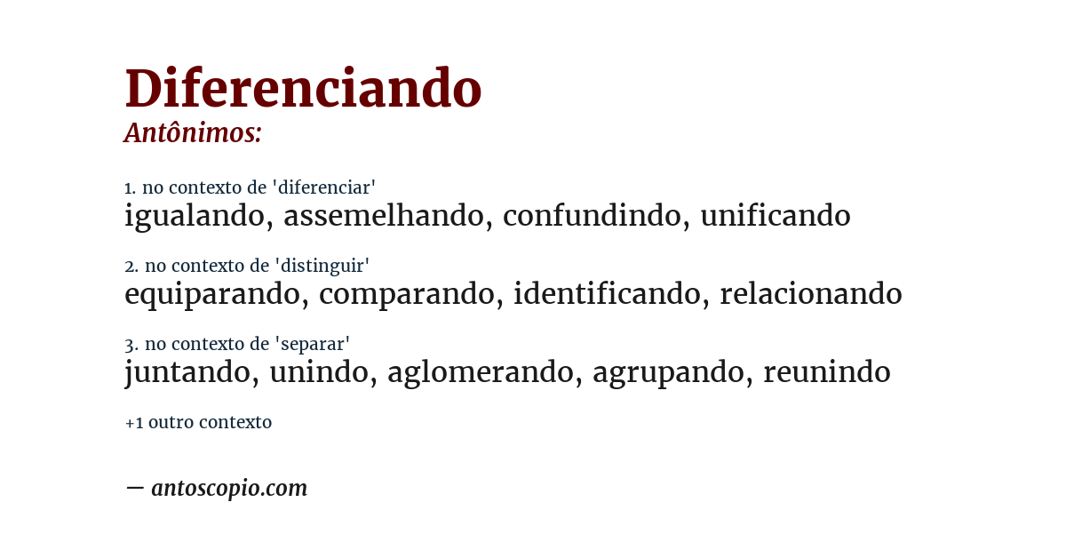 Antônimo de diferenciando