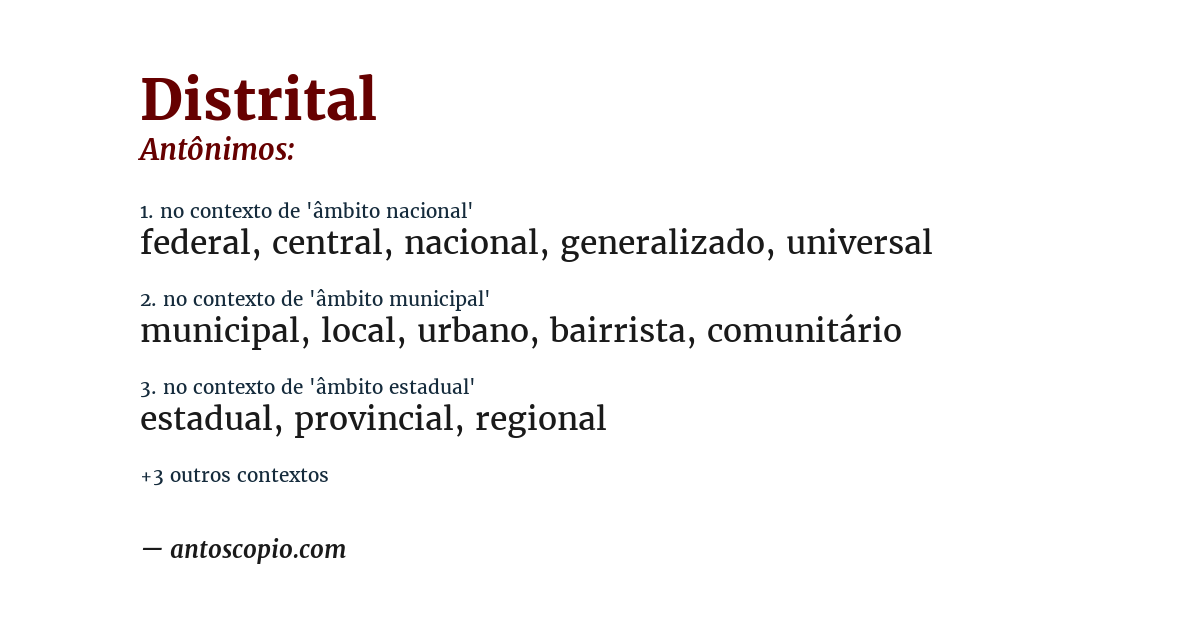 Antônimo de distrital