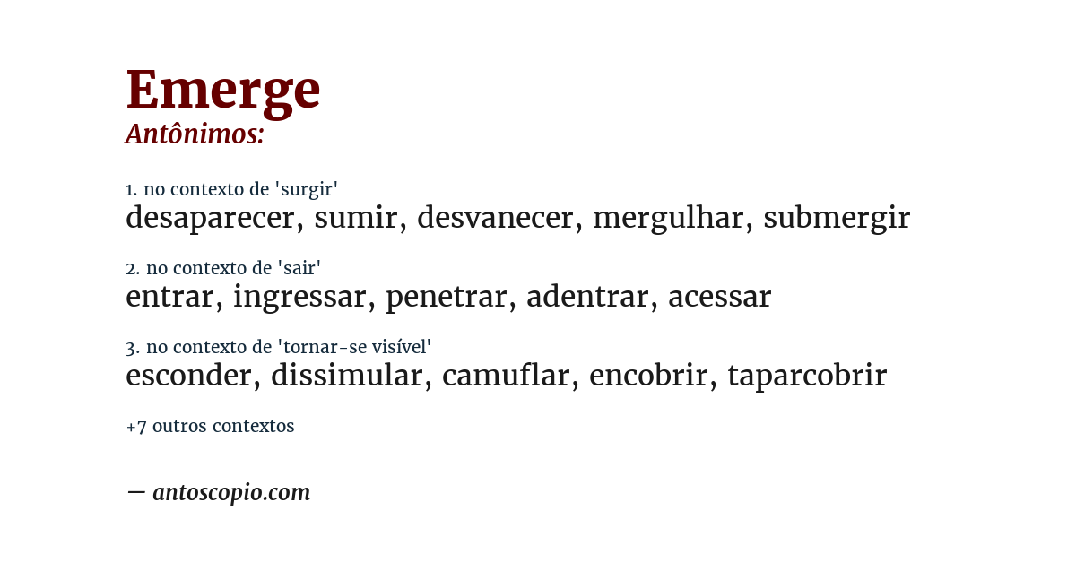 Antônimo de emerge