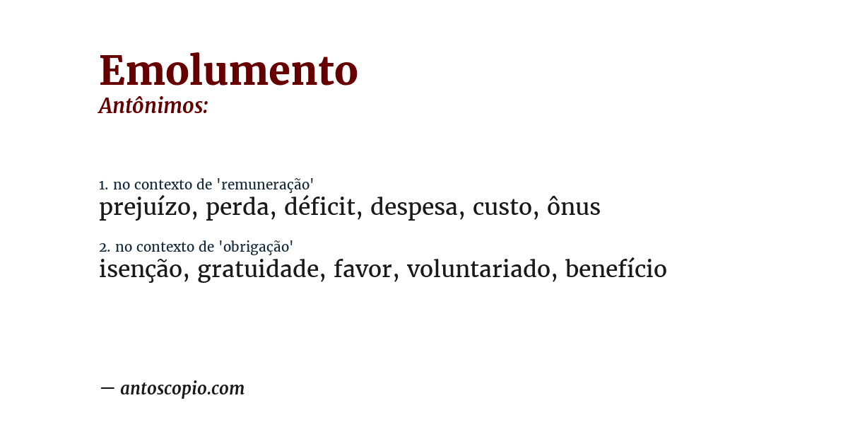 Antônimo de emolumento
