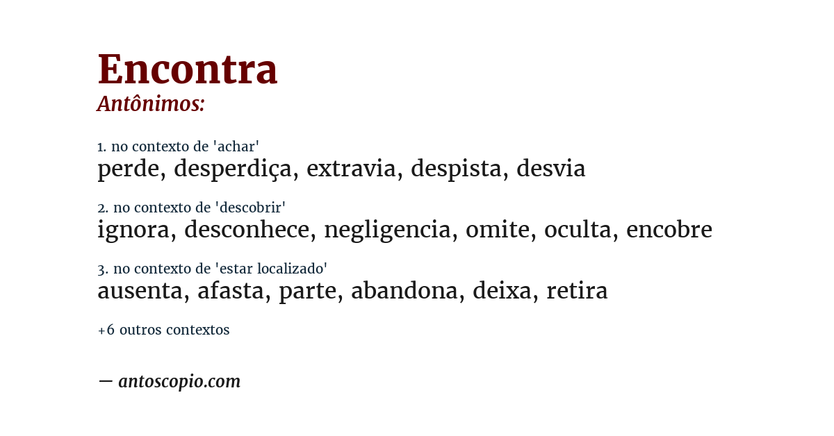 Antônimo de encontra