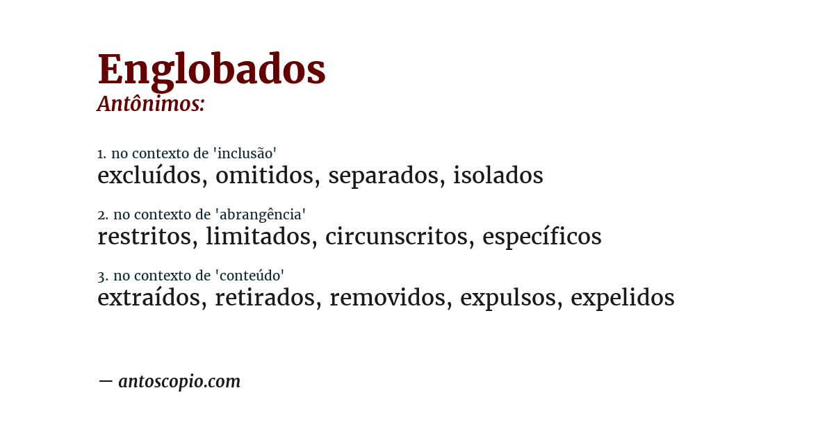 Antônimo de englobados