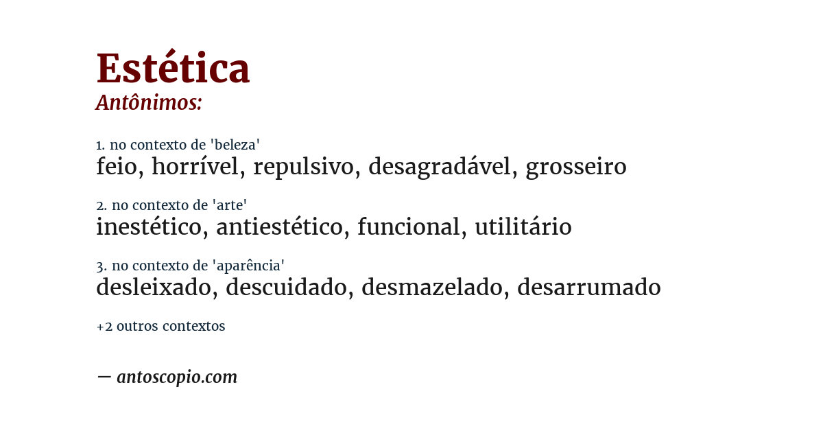 Antônimo de estética