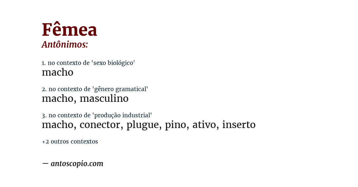 Antônimo de fêmea
