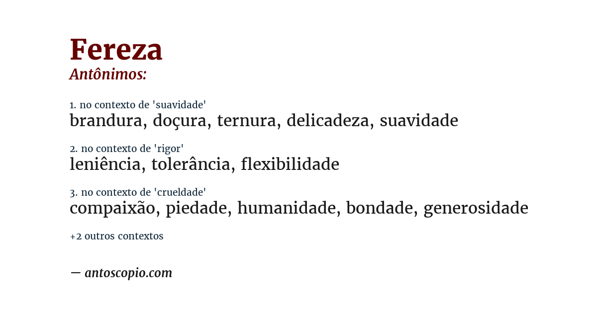 Antônimo de fereza