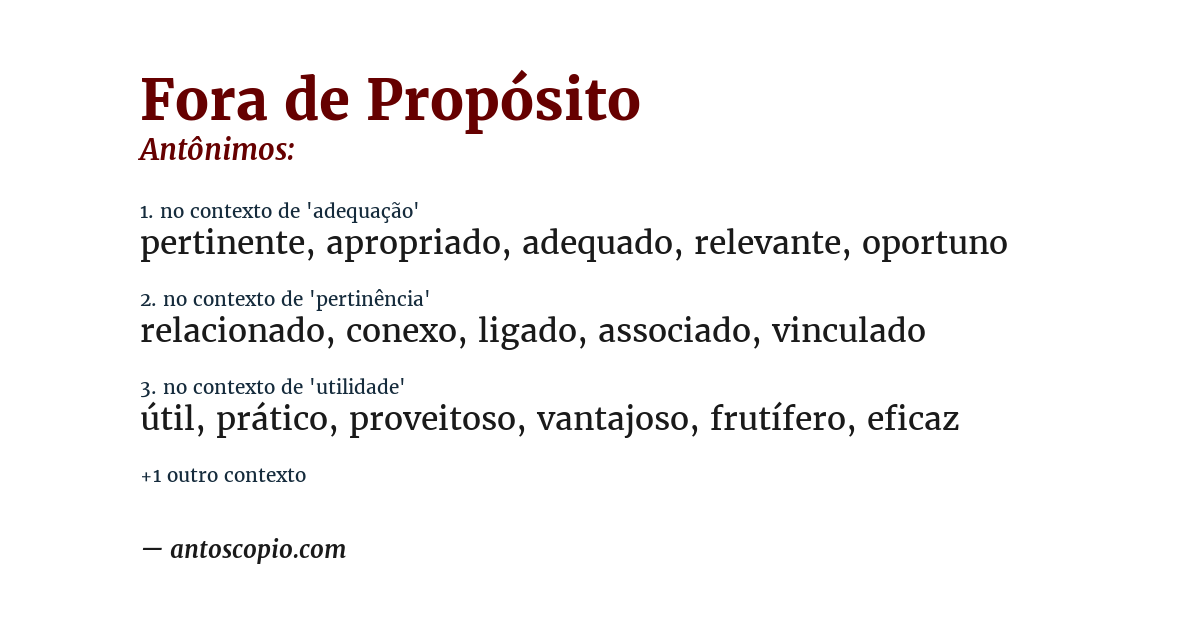 Antônimo de fora de propósito