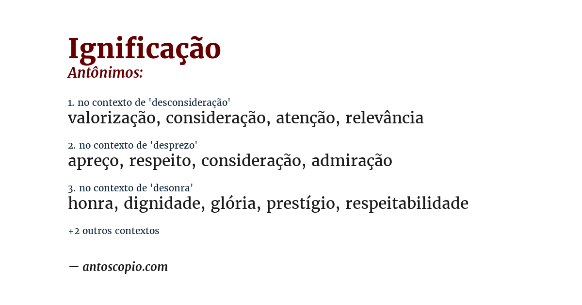 Antônimo de ignificação