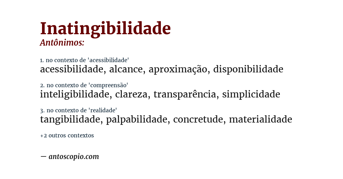 Antônimo de inatingibilidade