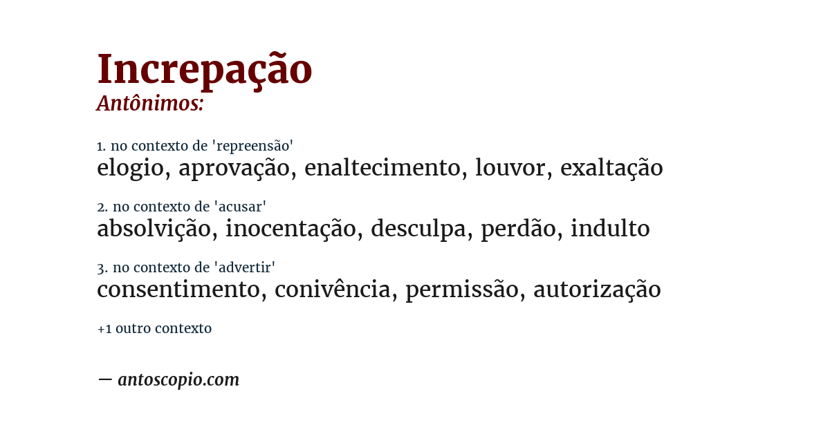 Antônimo de increpação