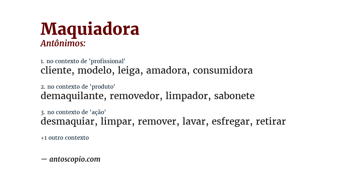 Antônimo de maquiadora